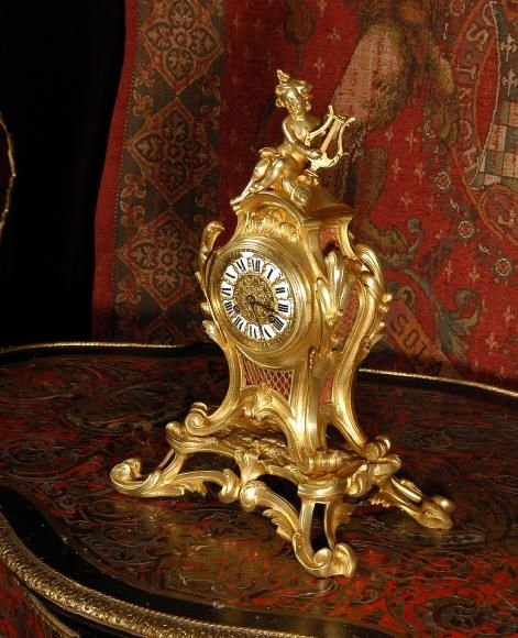 Antique French Rococo Boudoir Table Clock ~ Samuel Marti